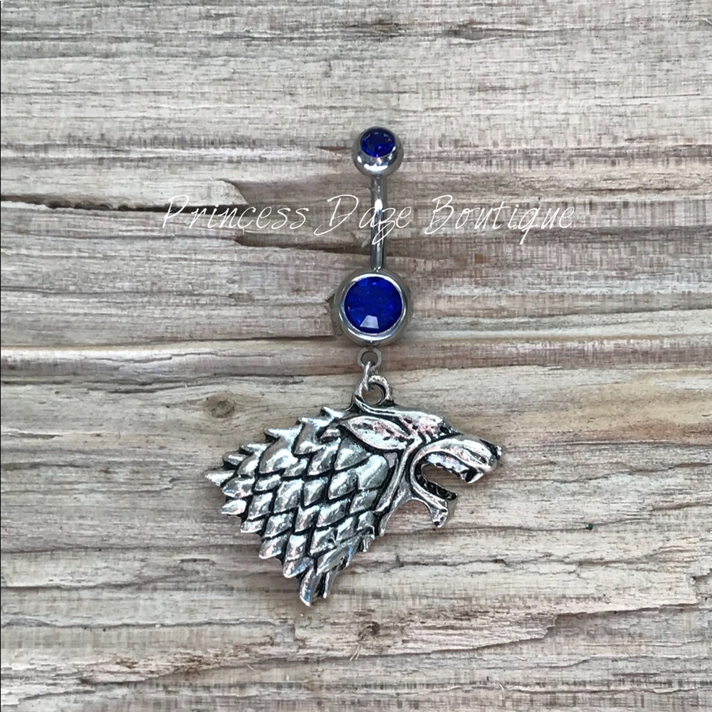 Blue Double Gem Game Of Thrones Belly‎ Button Ring